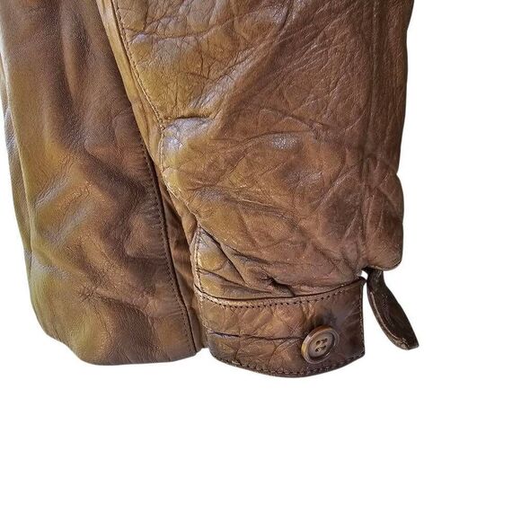 Vintage 1970s Cortefiel de España Leather Jacket Men’s 38 Brown Field Utility - Picture 10 of 16